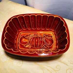 Crate & Barrel,Stoneware Brown Loaf Mold, Pumpkin /Apple,Fall/Harvest. No Chips.